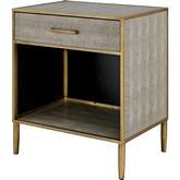 Arista Side End Table in Gray Faux Shagreen & Antique Gold